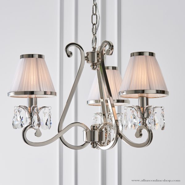 Nickel 3lt Pendant & White Shades