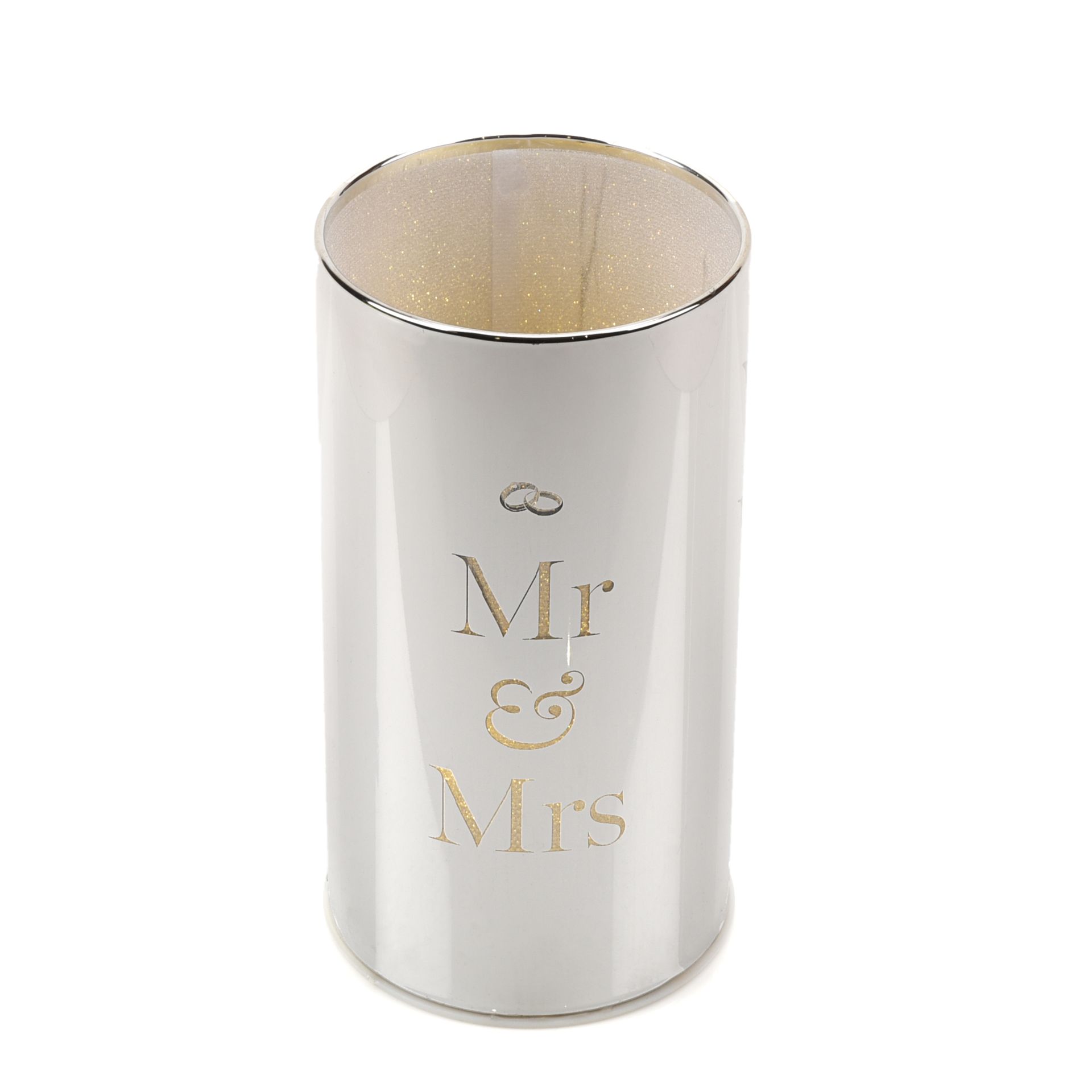 Amore Light Up Silver Tube Lamp "MR & MRS"
