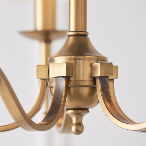 Antique Brass 5lt Pendant With Individual Beige Shades - Image 6
