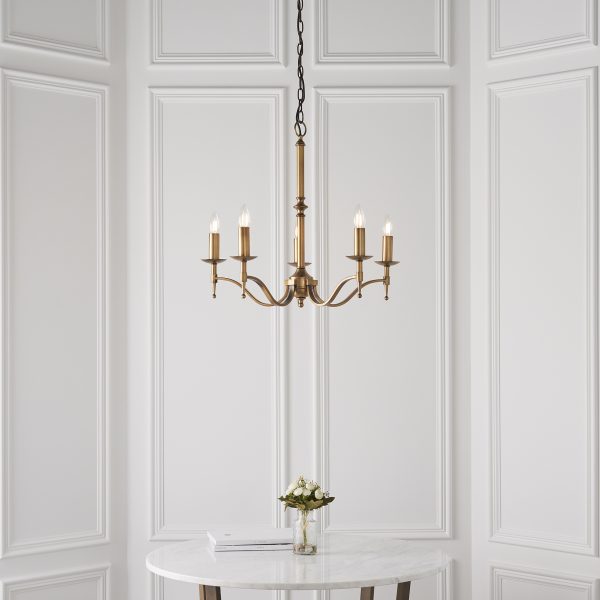 Antique Brass 5lt Pendant - Image 2