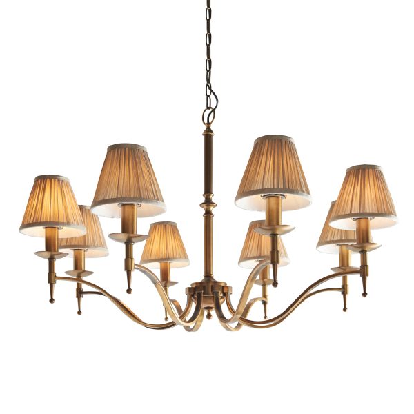 Antique Brass 8lt Pendant With Individual Beige Shades - Image 2