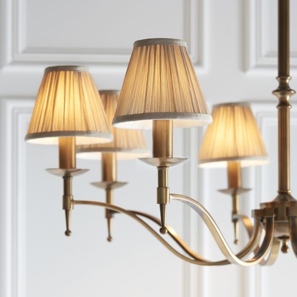Antique Brass 8lt Pendant With Individual Beige Shades - Image 4