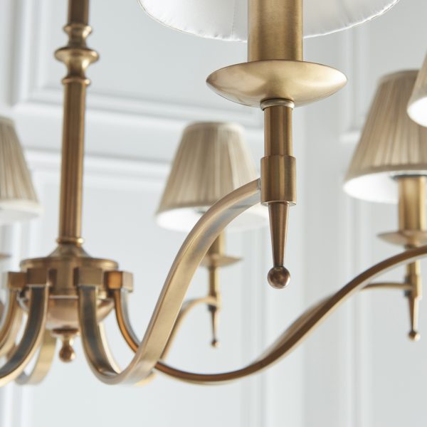 Antique Brass 8lt Pendant With Individual Beige Shades - Image 5