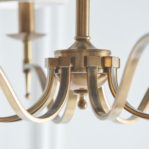 Antique Brass 8lt Pendant With Individual Beige Shades - Image 6