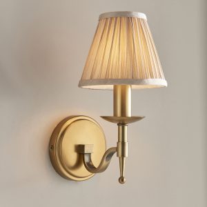 Antique Brass Single Lamp & Beige Shade