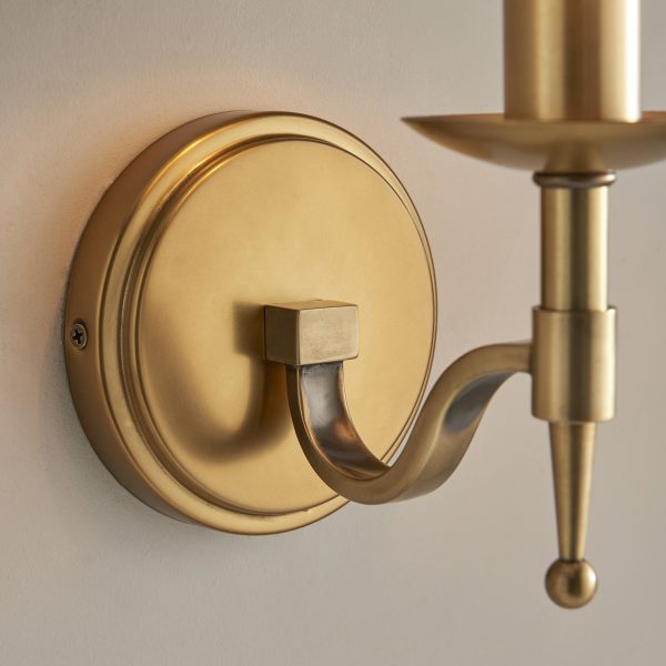 Antique Brass Single Lamp & Beige Shade - Image 3