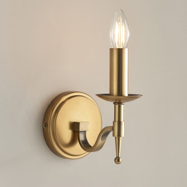 Antique Brass Single Lamp & Beige Shade - Image 5
