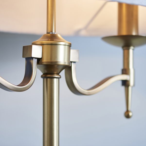 Antique Brass Table Lamp & Beige Shade - Image 2
