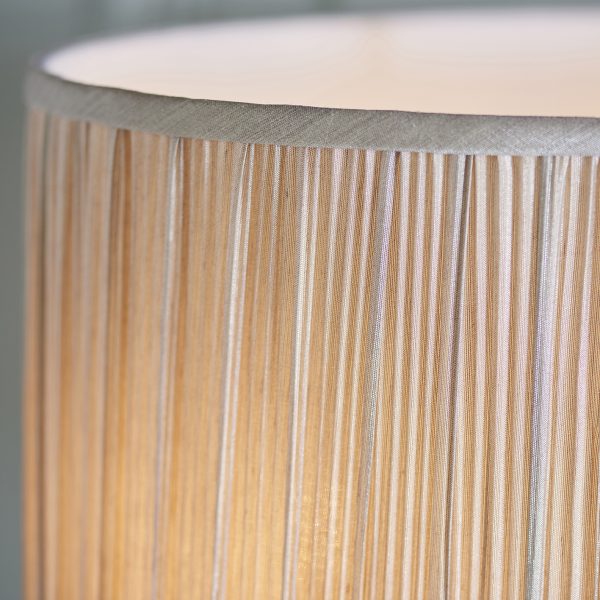 Antique Brass Table Lamp & Beige Shade - Image 3