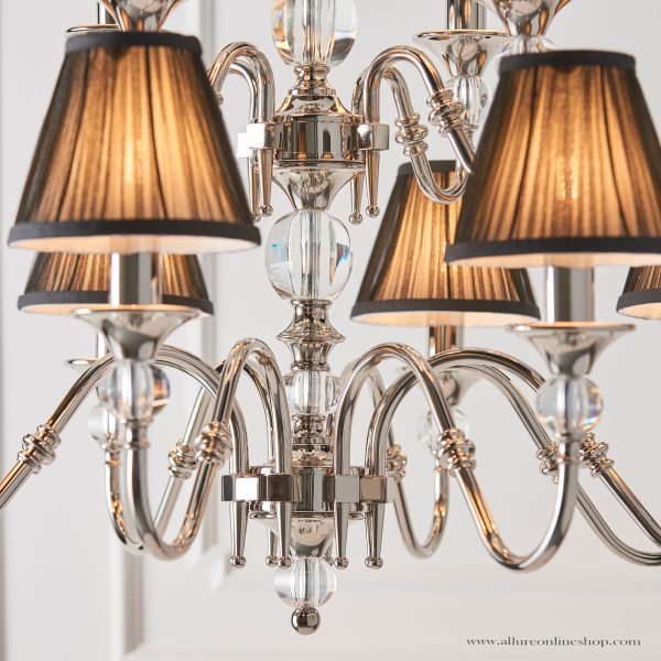 Nickel 12lt Pendant With Crystal Embellishments & Black Shades - Image 2