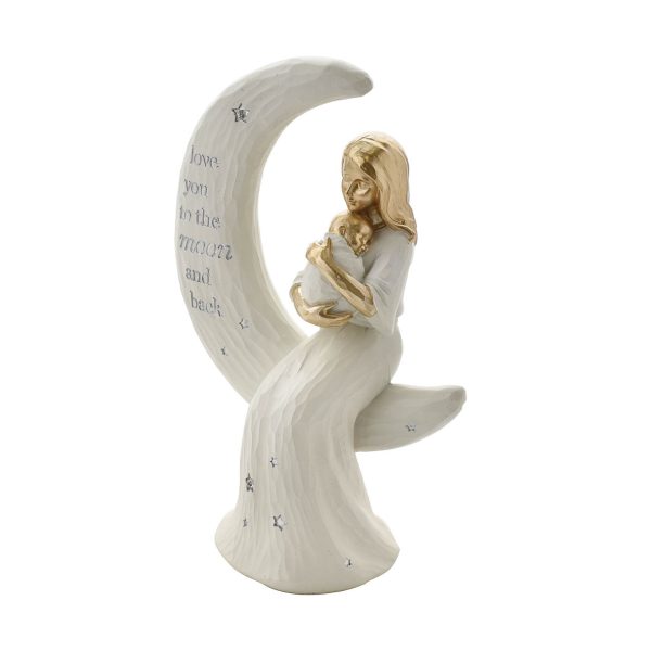 Mother & Baby Sitting On Moon Figurine "LOVE YOU" - Image 2