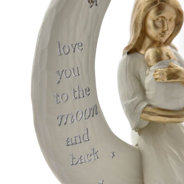 Mother & Baby Sitting On Moon Figurine "LOVE YOU" - Image 3