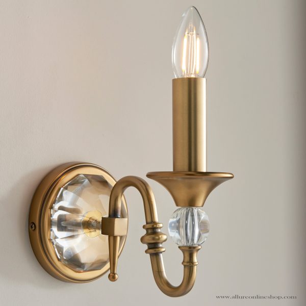 Antique Brass Single Wall With Crystal Embellishments