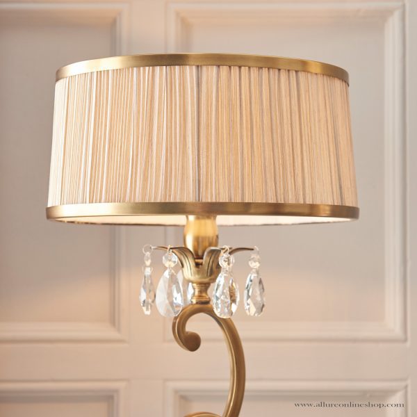Antique Brass Medium Table & Beige Shade - Image 3