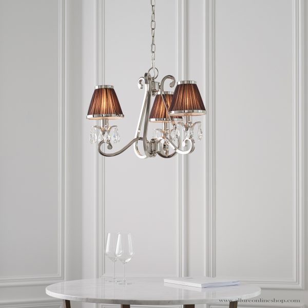 Nickel 3lt Pendant & Chocolate Shades - Image 3