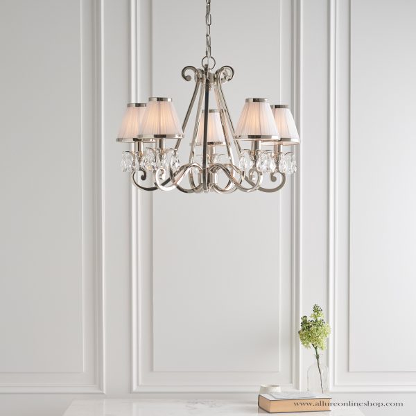 Nickel 5lt Pendant & White Shades - Image 3