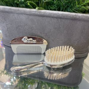 Silverplated Brush/Comb Set With Teddy