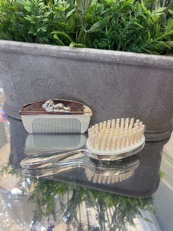 Silverplated Brush/Comb Set With Teddy