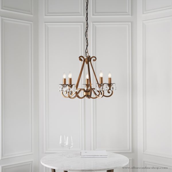 Antique Brass 5lt Pendant - Image 4