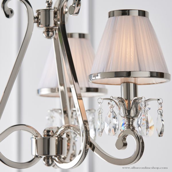Nickel 3lt Pendant & White Shades - Image 2