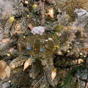 Green Glass Bauble with Pine & Cones