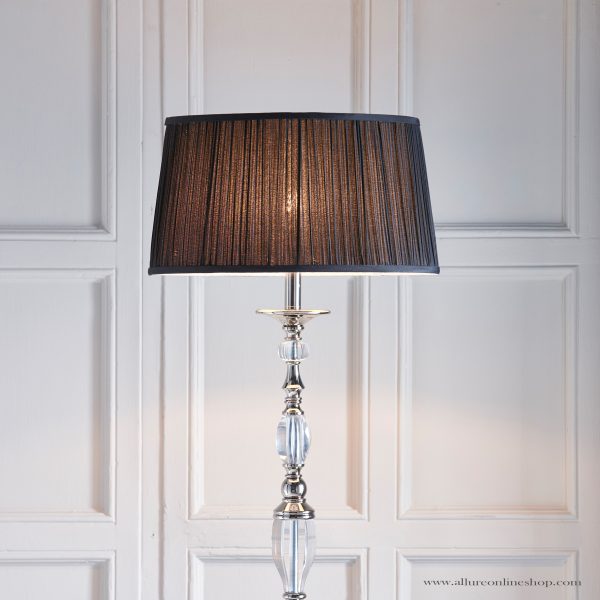 Nickel Floor With Crystal Embellishments & Black Shade
