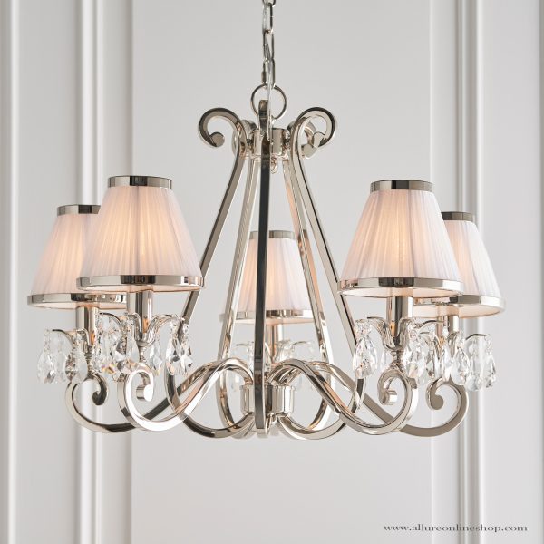 Nickel 5lt Pendant & White Shades