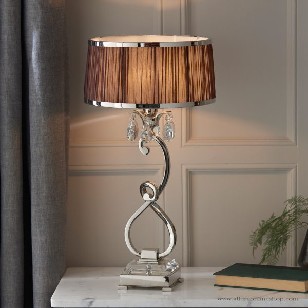Nickel Medium Table & Chocolate Shade