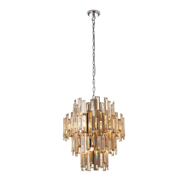 Chrome & Champagne Bevelled Crystal 12 Light Large Chandelier - Image 3