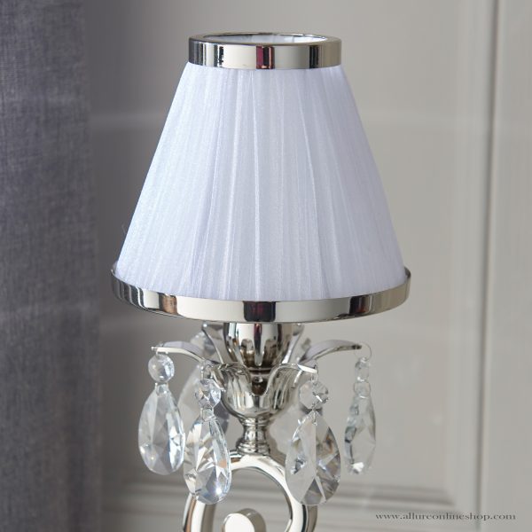 Nickel Small Table & White Shade - Image 4