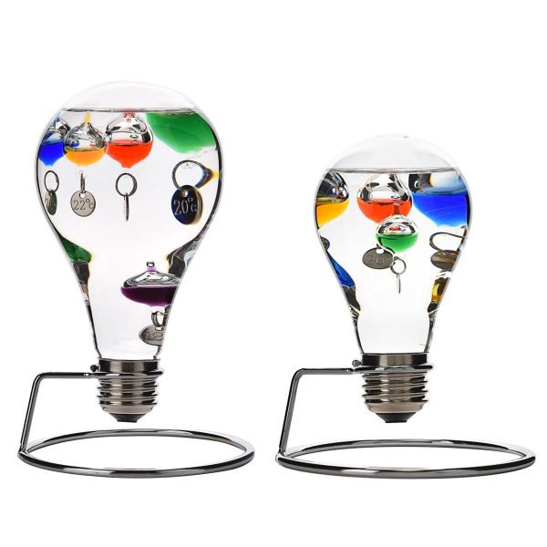 Light Bulb Galileo Thermometer On Metal Stand 18cm - Image 3