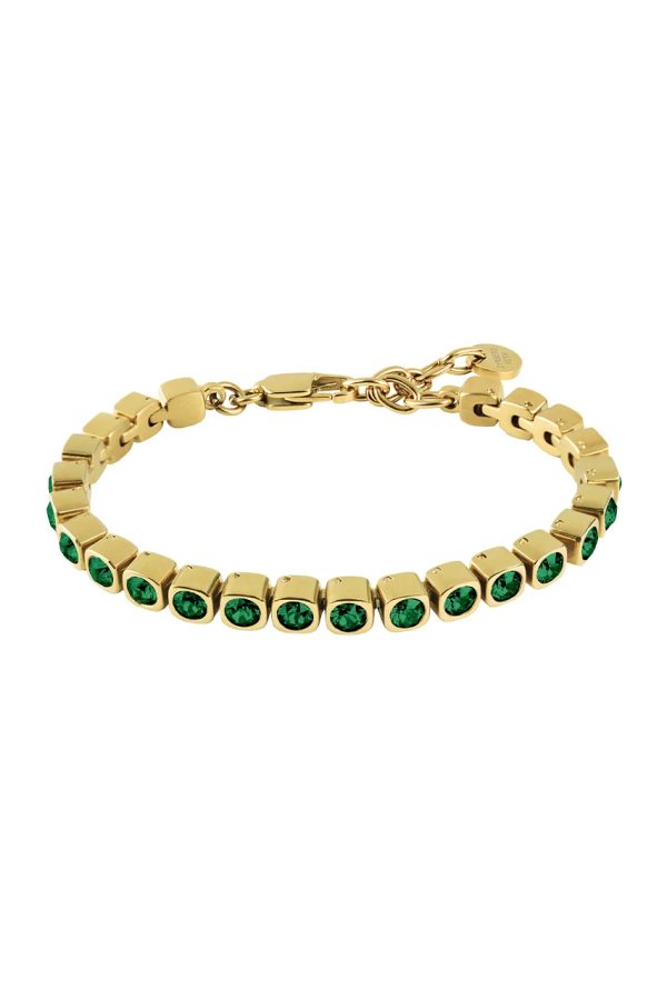 CORY Bracelet With Green Crystals Gold