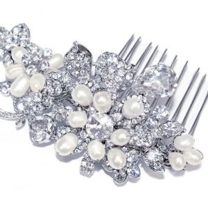 Harmony Clear Swarovski Crystal & Freshwater Pearl Comb