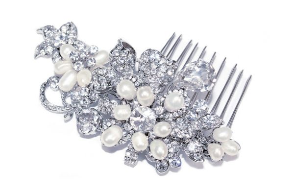 Harmony Clear Swarovski Crystal & Freshwater Pearl Comb