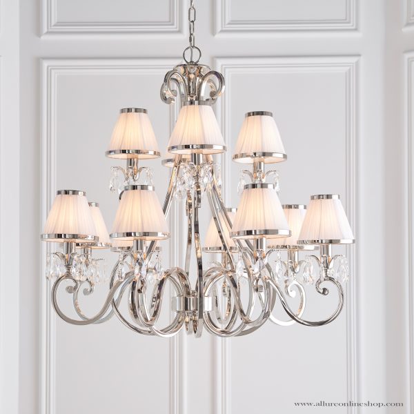 Nickel 12lt Pendant & White Shades