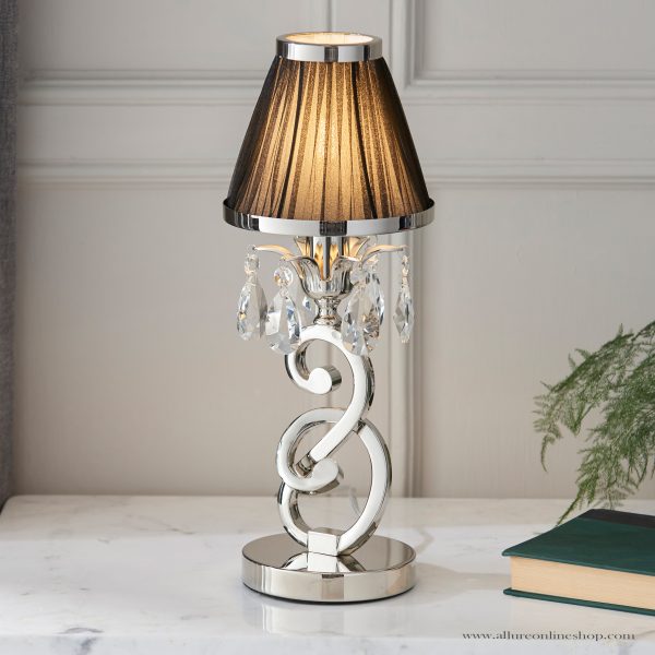 Nickel Small Table & Black Shade