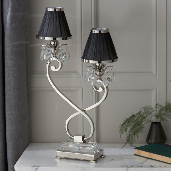 Nickel Small Table & Black Shade - Image 2