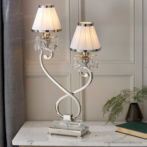 Nickel Small Table & White Shade