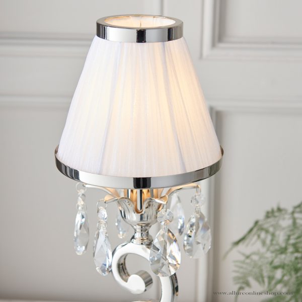 Nickel Small Table & White Shade - Image 3
