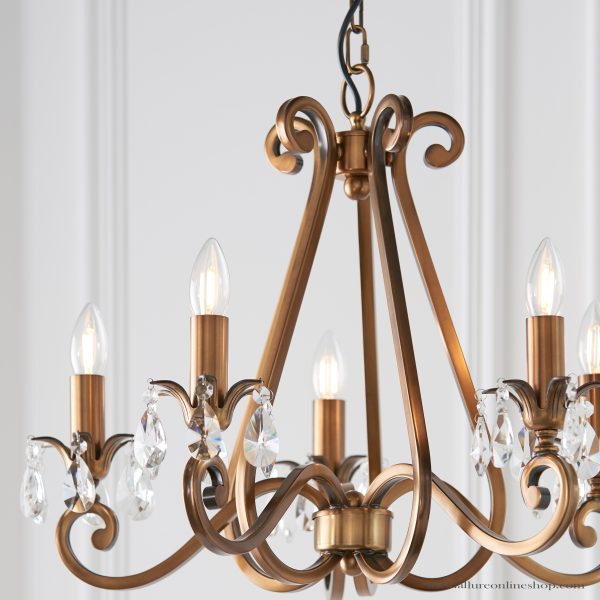 Antique Brass 5lt Pendant - Image 2