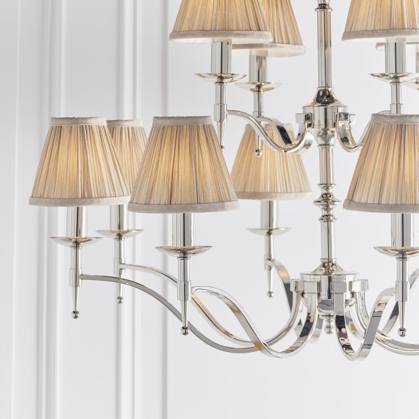 Nickel 12lt Pendant With Individual Beige Shades - Image 3