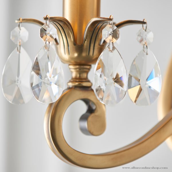 Antique Brass 3lt Pendant & Beige Shades - Image 3
