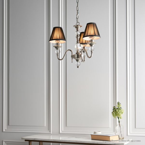 Nickel 3lt Pendant With Crystal Embellishments & Black Shades - Image 3