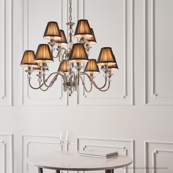 Nickel 12lt Pendant With Crystal Embellishments & Black Shades - Image 3