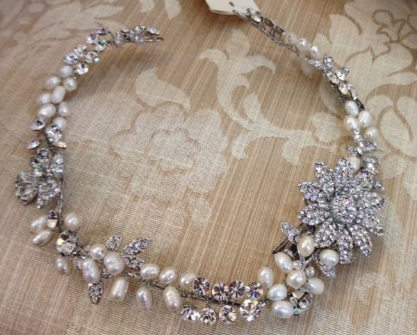 Elegant Swarovski Crystal & Fresh Water Pearl Hair Vine