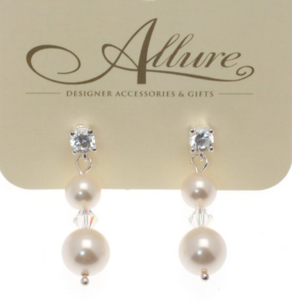 Ivory Pearl & Crystal Drop Earrings