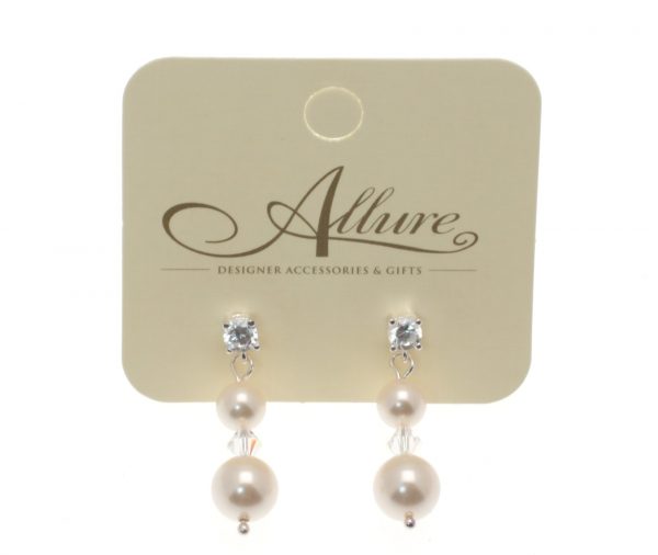 Ivory Pearl & Crystal Drop Earrings