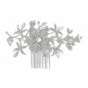 Swarovski Crystal Floral Detail Rhodium Haircomb