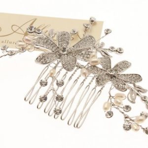 Elegant Fresh Water Pearl & Swarovski Crystal Hair Comb