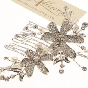 Elegant Fresh Water Pearl & Swarovski Crystal Hair Comb